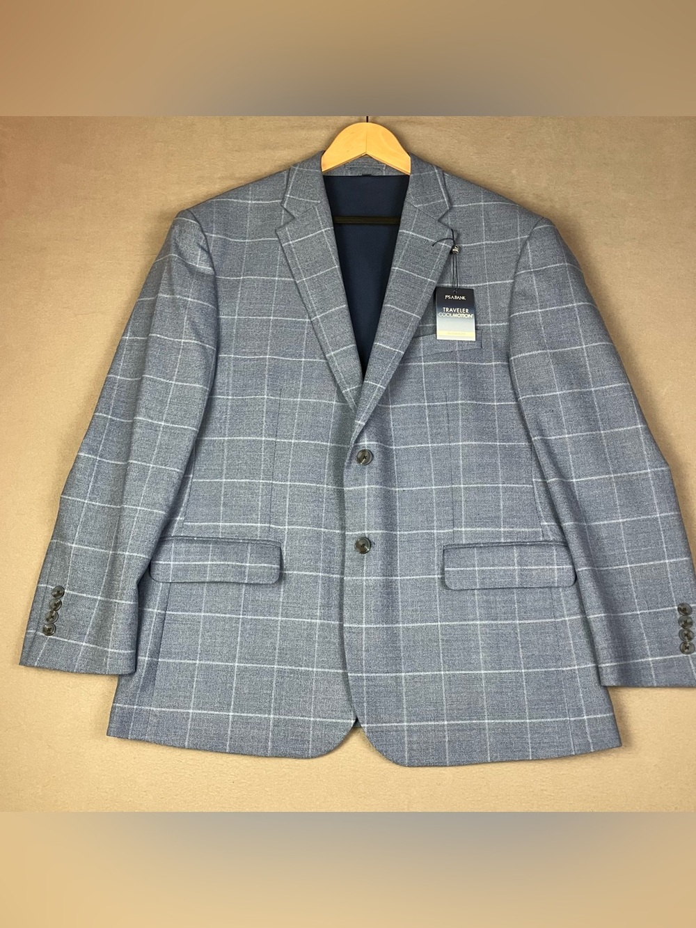 Jos A. Bank Traveler CoolMotion Men’s Suit Jacket Size 42S Blue Tailored Fit NWT